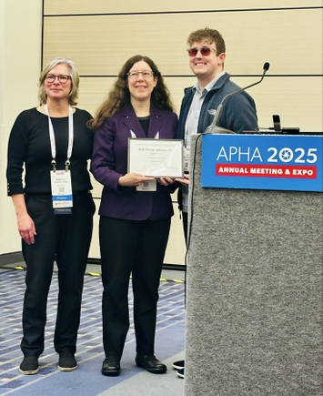 Katherine Froelich-Grobe, chair of the Disability Section, left,&nbsp;Willi Horner Johnson, and Tyler James, Disability Section awards committee member. (Courtesy)