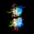 Two isolated astrocyes with pseudocolored membranes
