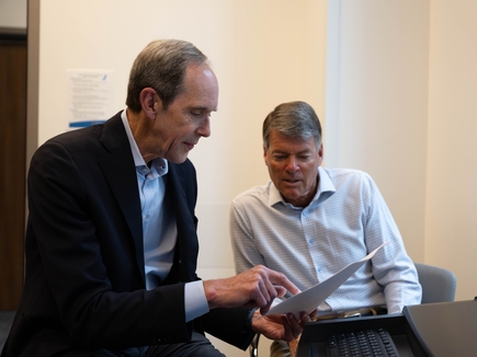 Brian Druker, M.D., with patient Rob Shick