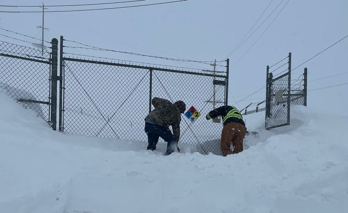 SCE crews digging through the snow to allow access to the Lundy Substation in Mono County.