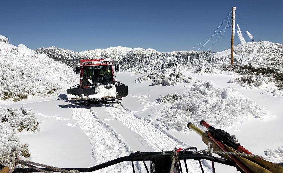 SCE deploys snowcats to conduct repair equipment damaged by heavy snow.