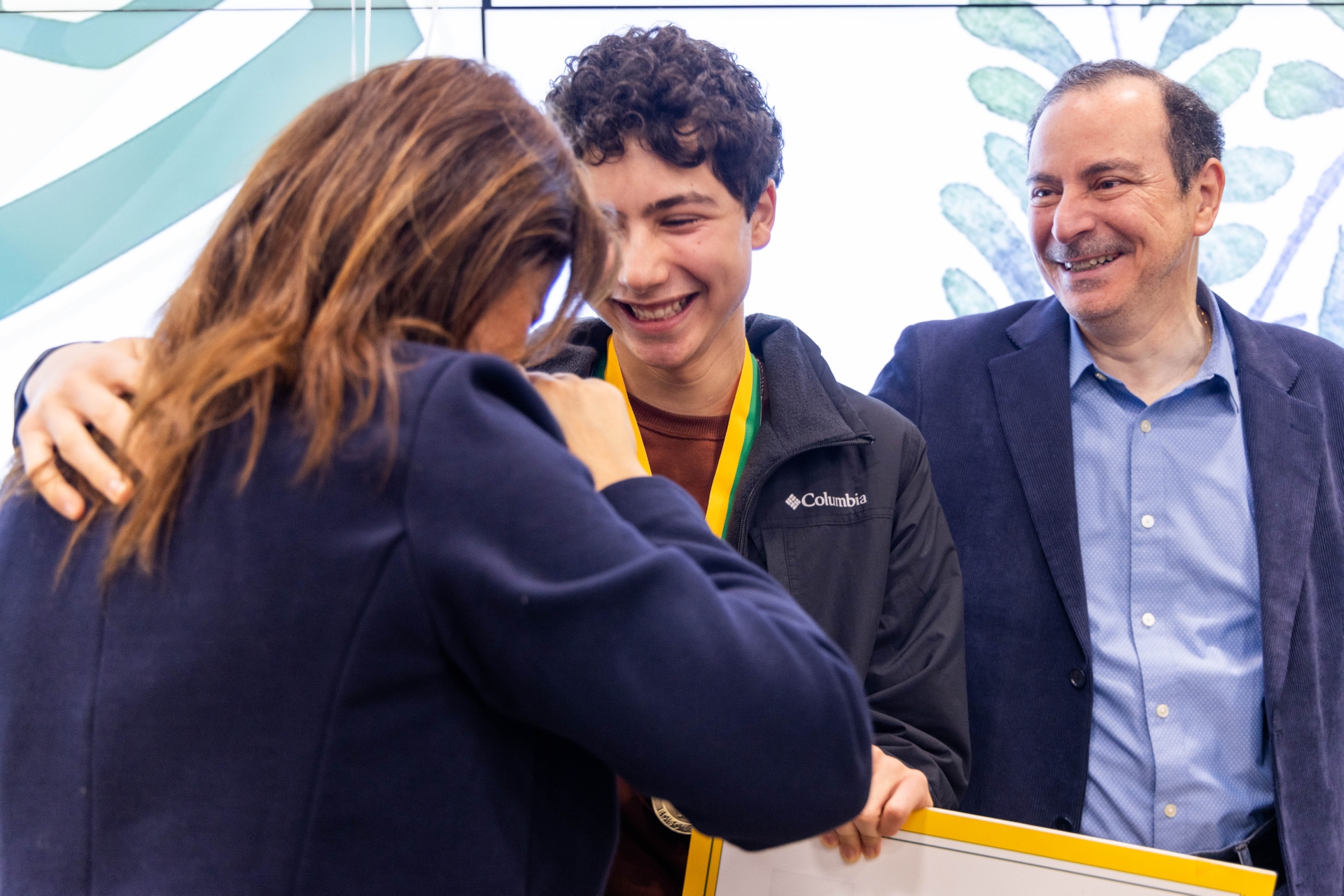 Jad Abdel Nour's parents also surprised him at school where they celebrated his accomplishment together. 