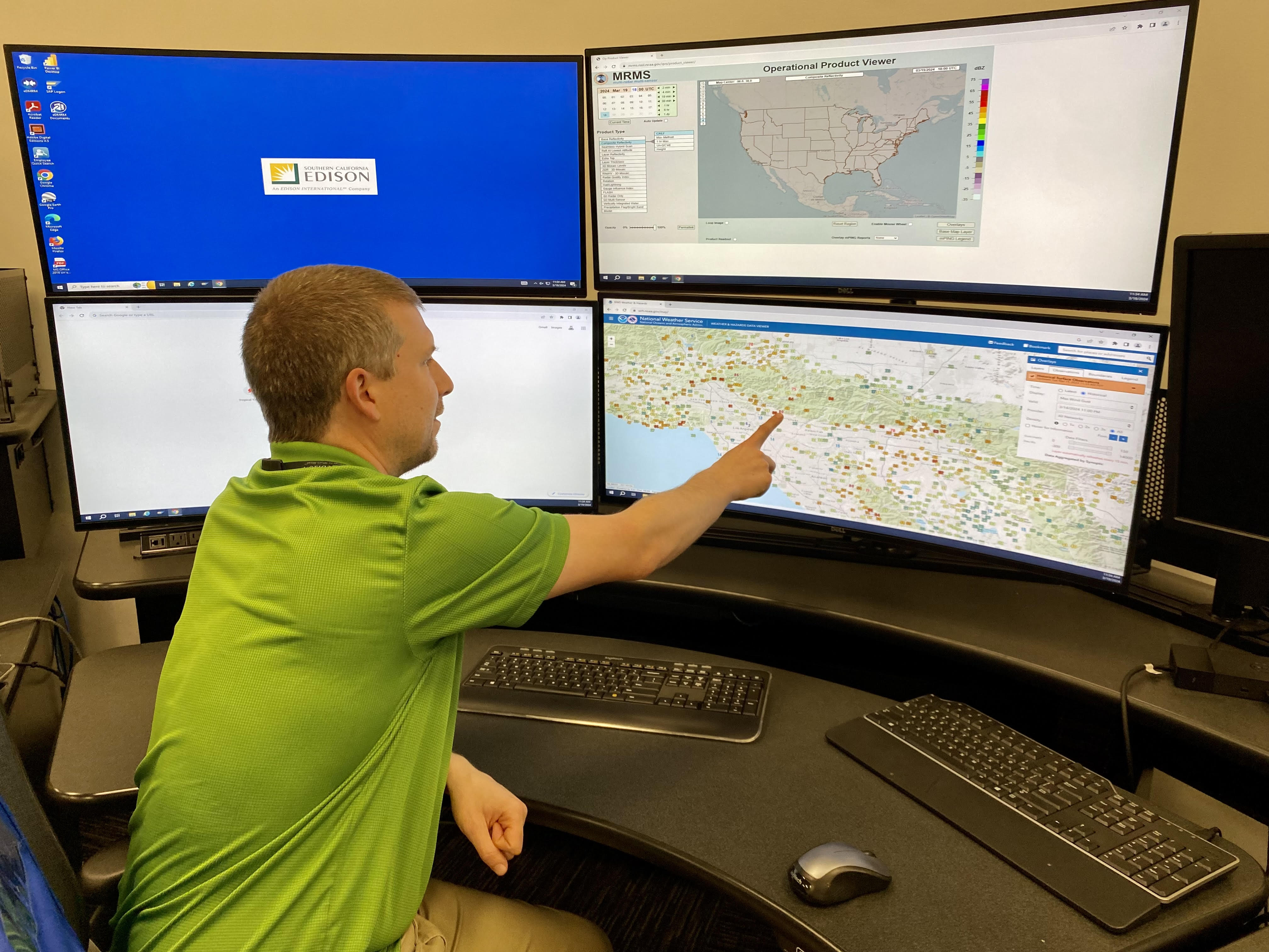 Meteorologist David Suita is tracking wind speeds throughout the SCE forecast area, which spans 50,000 square miles.