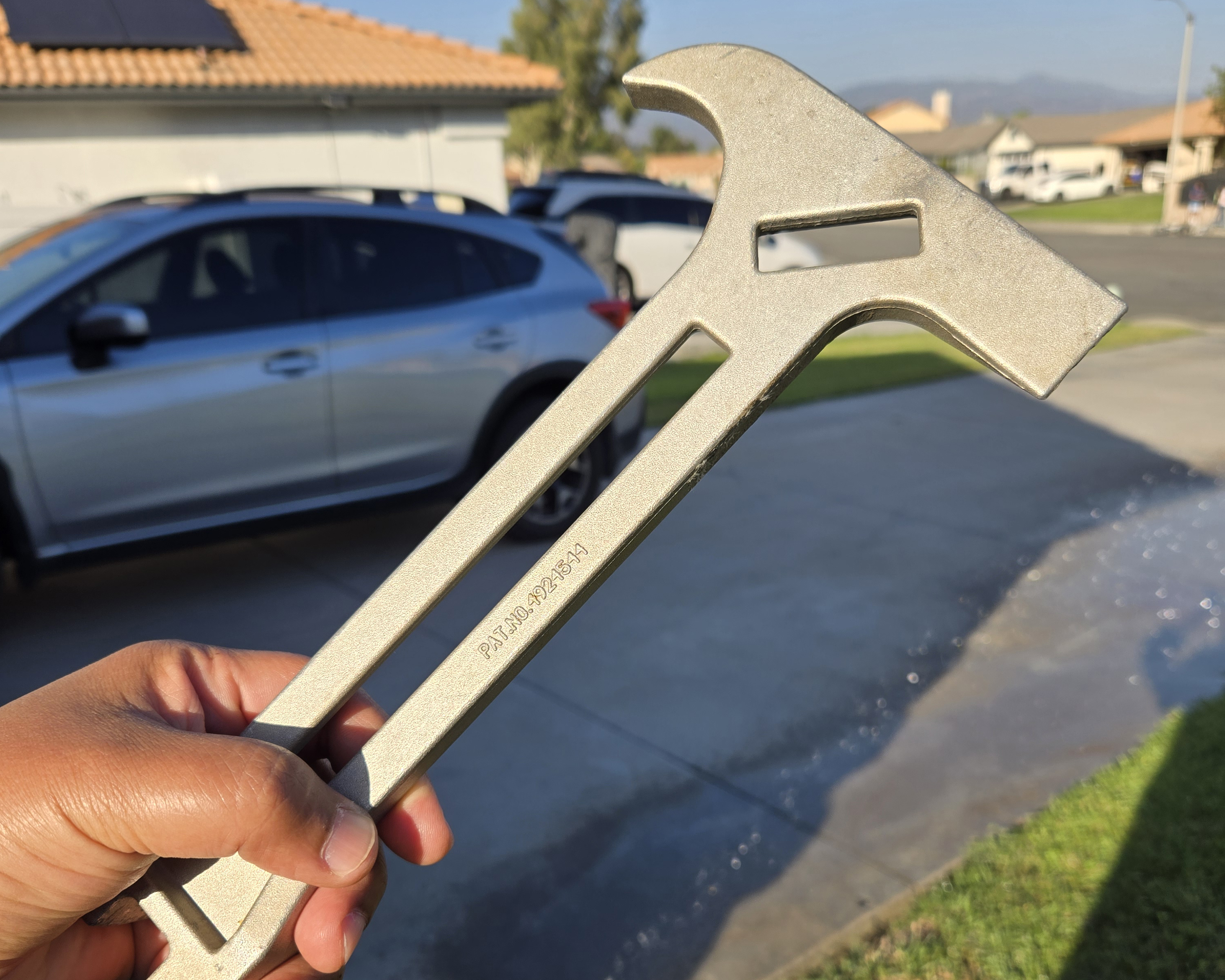 Michael Ramirez welcomes all new neighbors with an emergency gas shut-off wrench and shows them how to use it. 