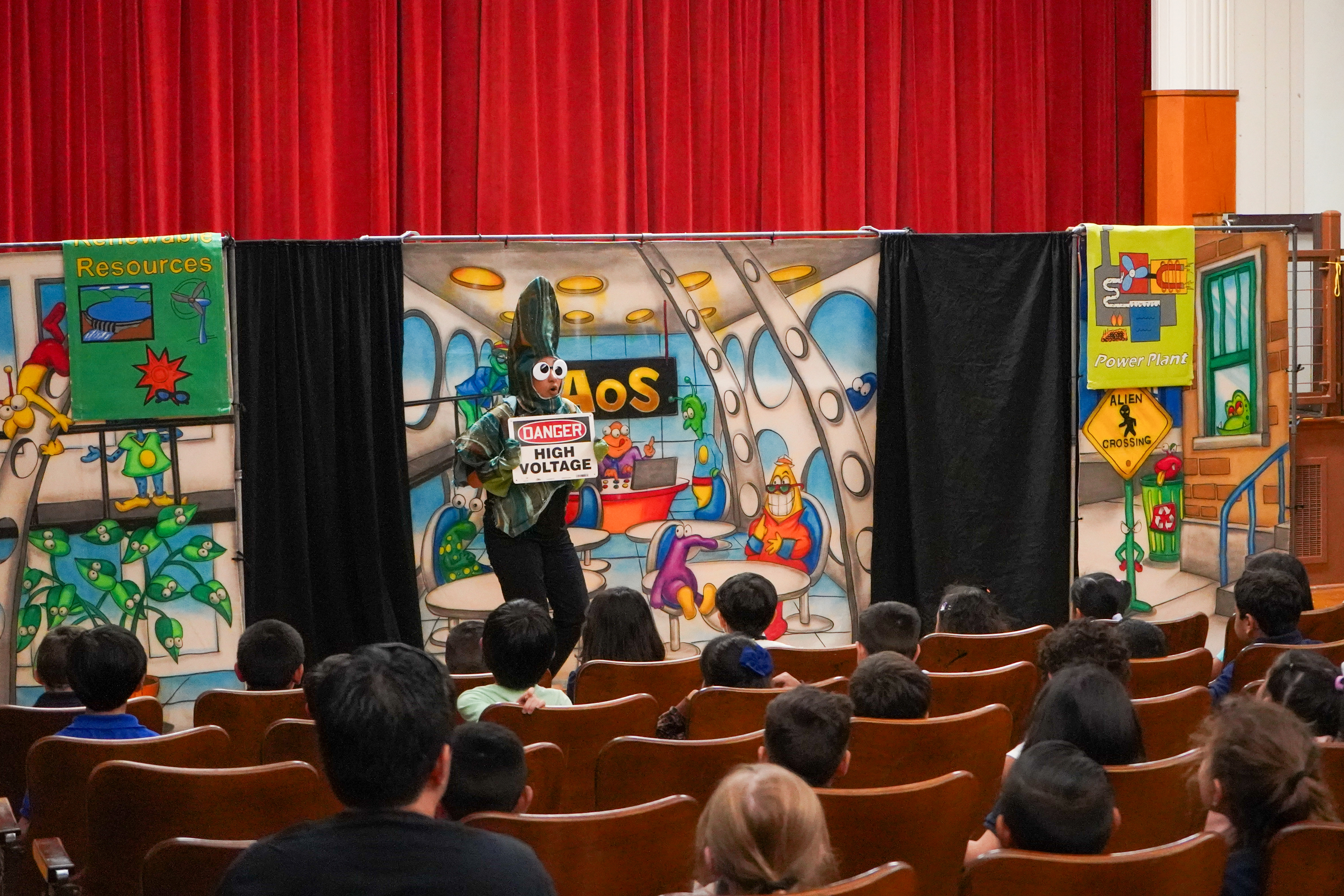 Emery Park Elementary students learn how to spot potential electrical hazards during “Agents of Safety.”