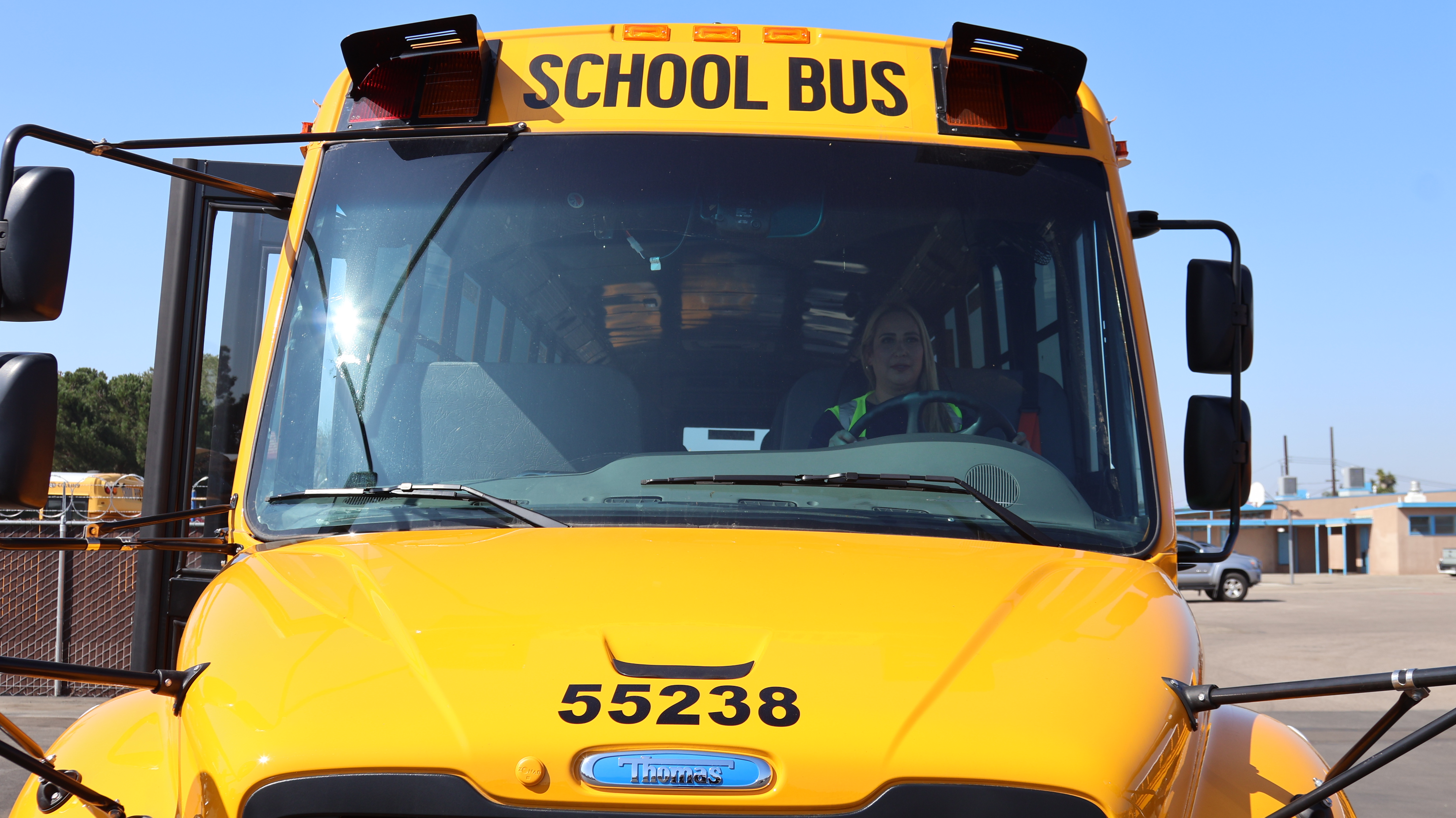 Sobeida Lugo, a bus driver of 15 years, tests out the new electric buses. 