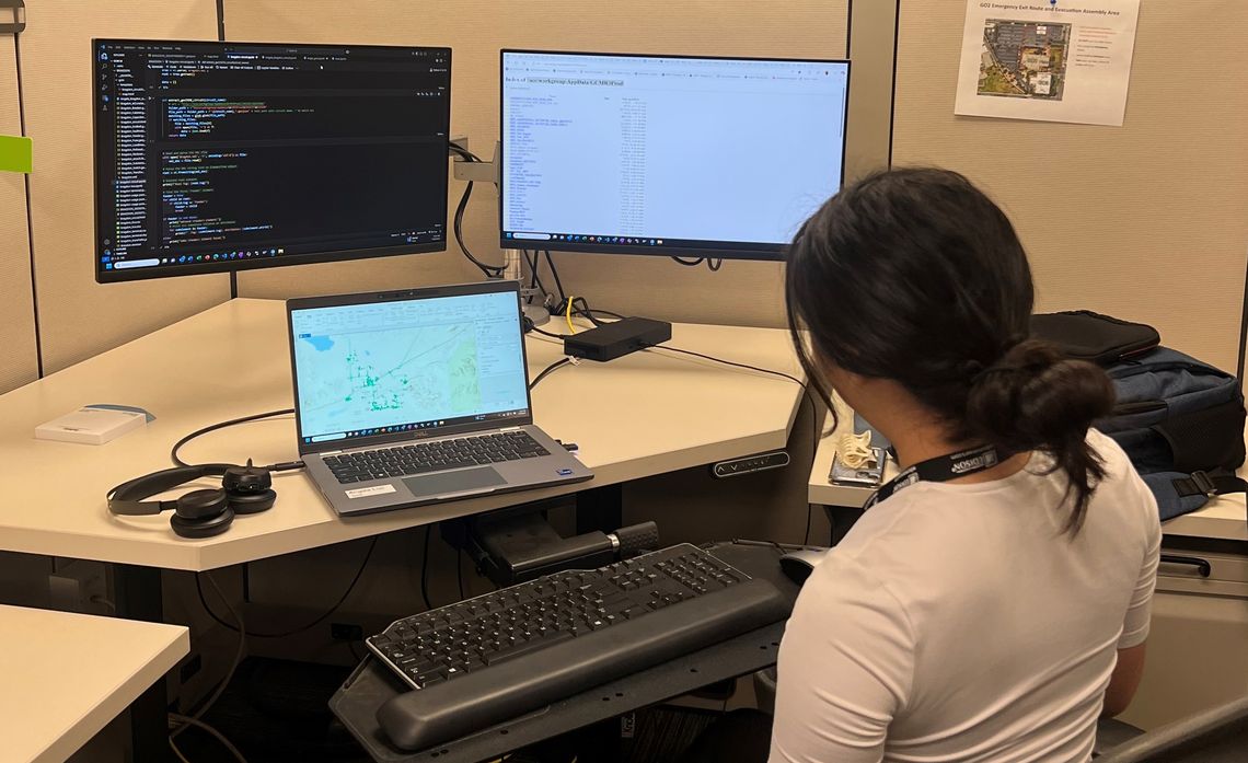 A normal day in the office for Luo includes writing code to map layers on GCM.