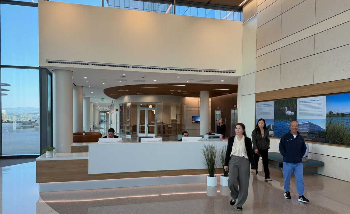 Bright interiors and quieter systems are part of what makes UCI Health – Irvine’s all‑electric hospital feel different.