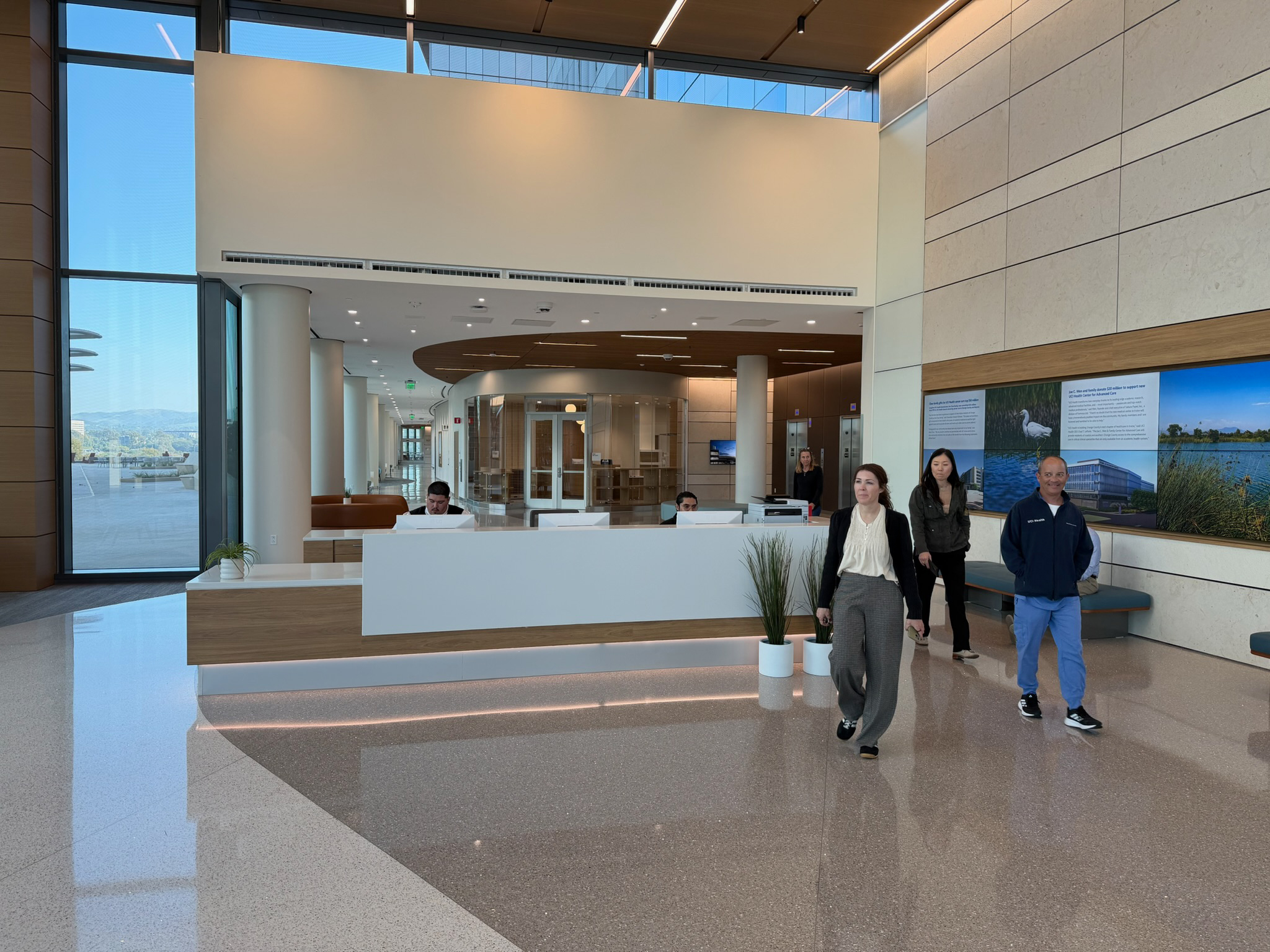 Bright interiors and quieter systems are part of what makes UCI Health – Irvine’s all‑electric hospital feel different.