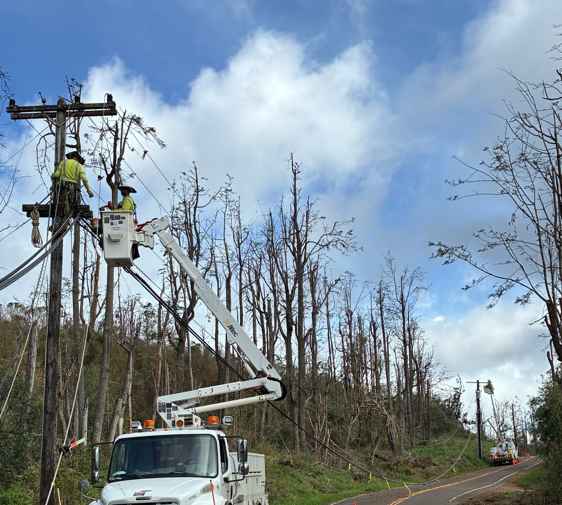 Deep in Kauaʻi’s heavily wooded terrain, SCE lineworkers made repairs under conditions far different from those they typically encounter at home.