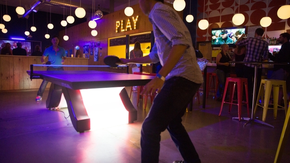 Playing Ping Pong at Pips & Bounce
