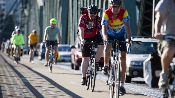 Bicyclists on Burnside Bridge