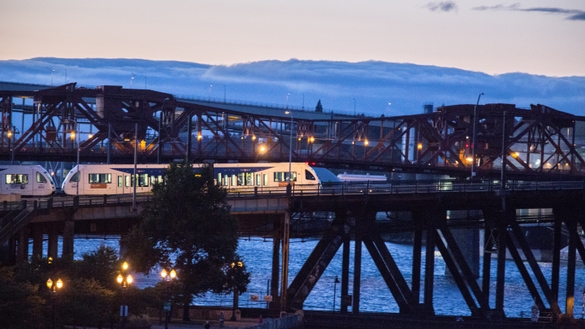 MAX Light Rail Train on Steel Bridge