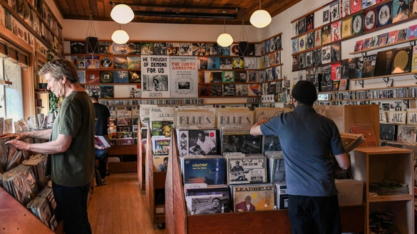 Browsing Records at Mississippi Records