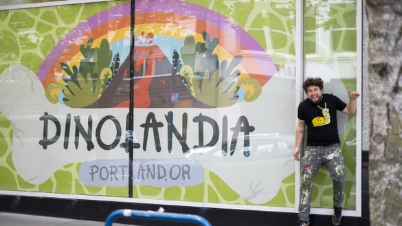Dinolandia Exterior 2 with artist Mike Bennett