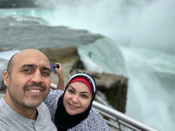 A selfie of Mohammed and Furqan by Niagara Falls.