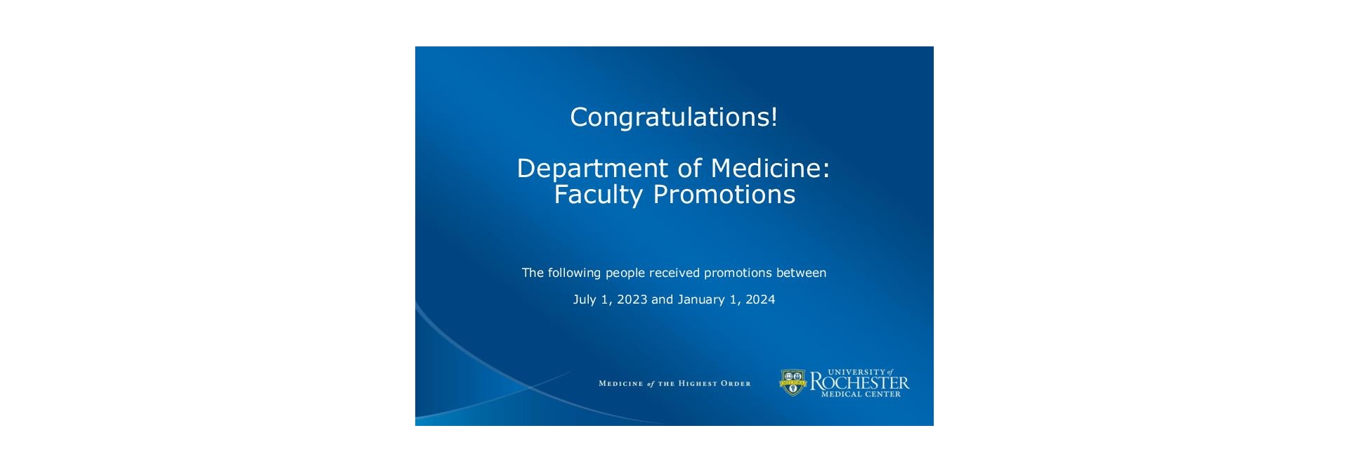 Document DOM Promotions 2023 URMC Newsroom