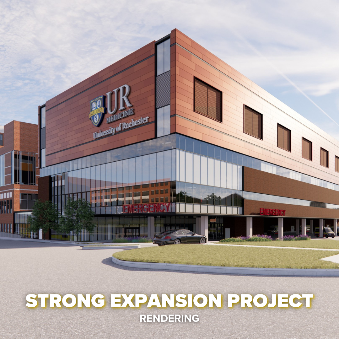 Strong Expansion Project Rendering depicting the front of what will be the new emergency department at Strong Memorial Hospital.