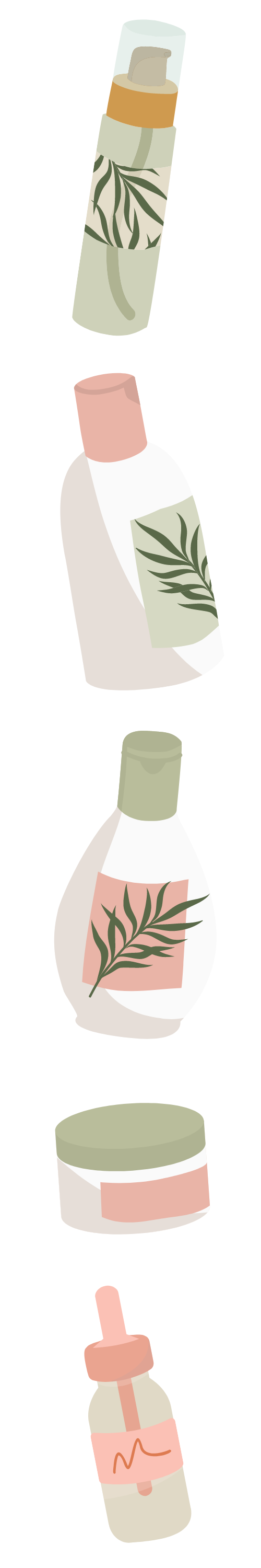 Drawing of skin care products.