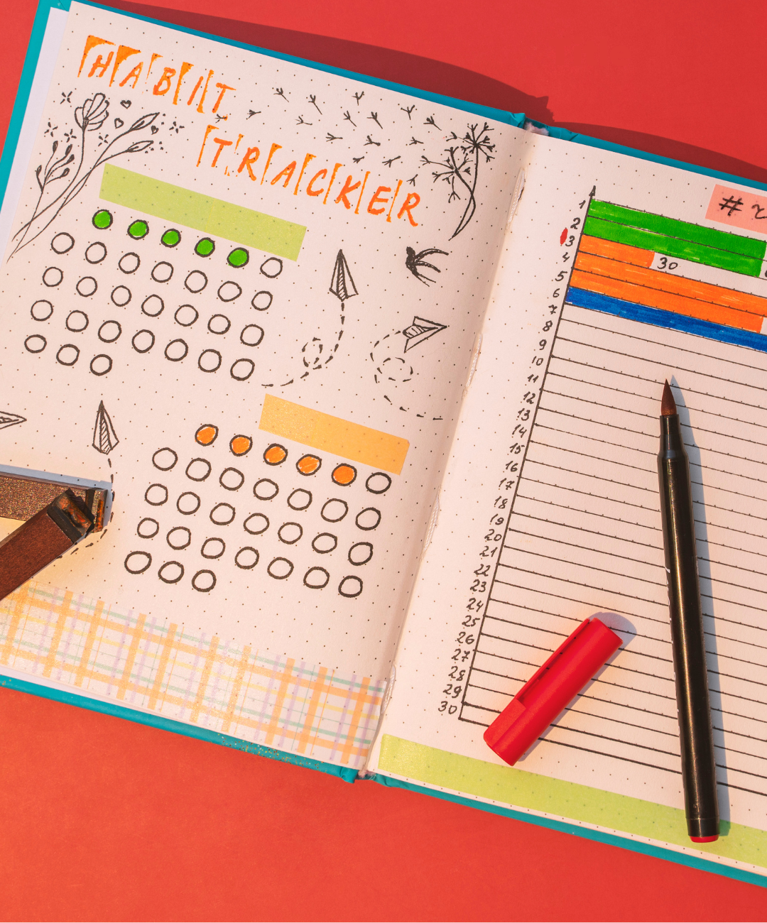 Handwritten habit tracker journal