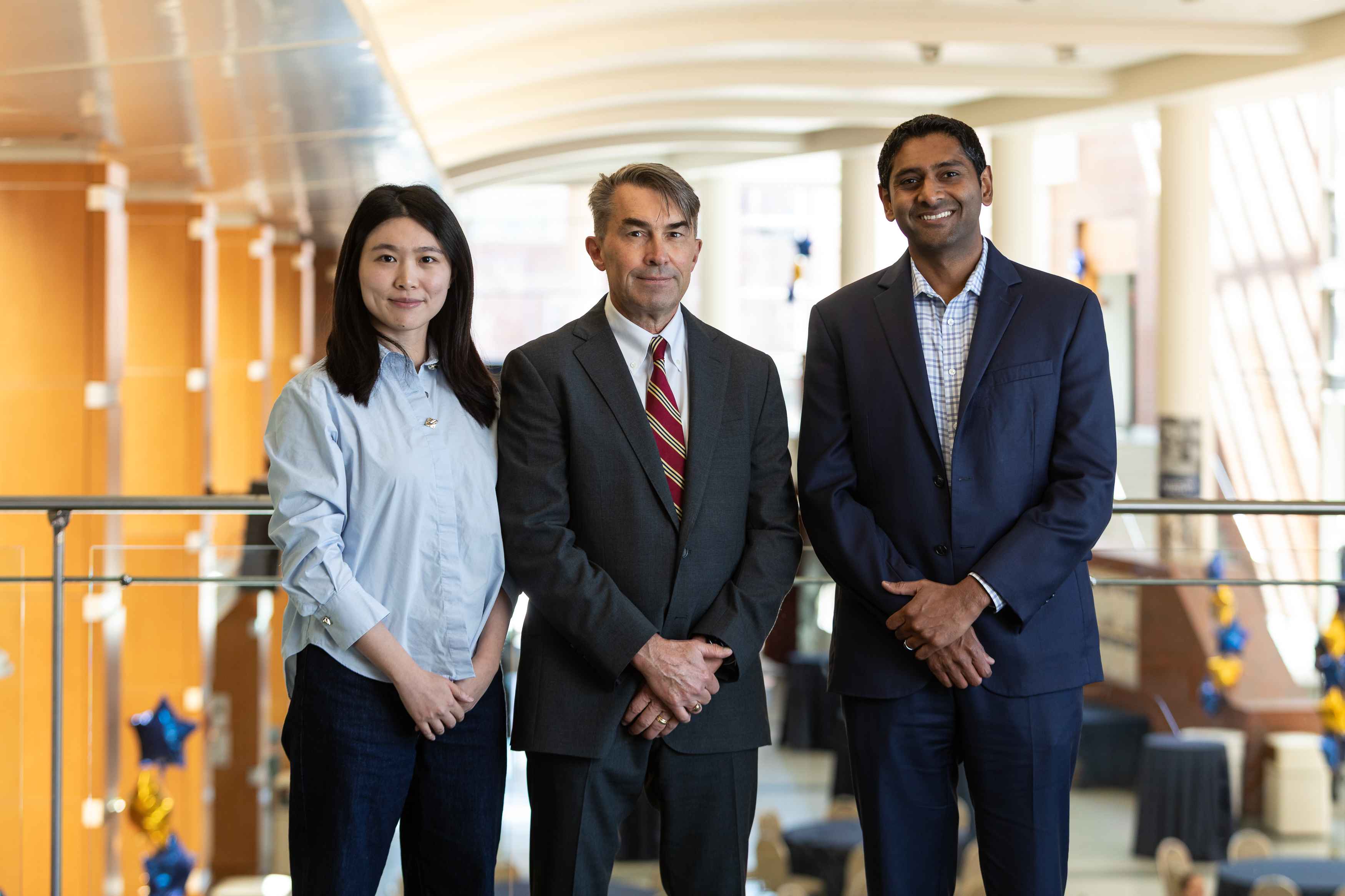 Photo of Zijing Cheng, PhD, David J. McConkey, PhD, and Jathin Bandari, MD