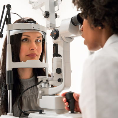 person getting eye exam
