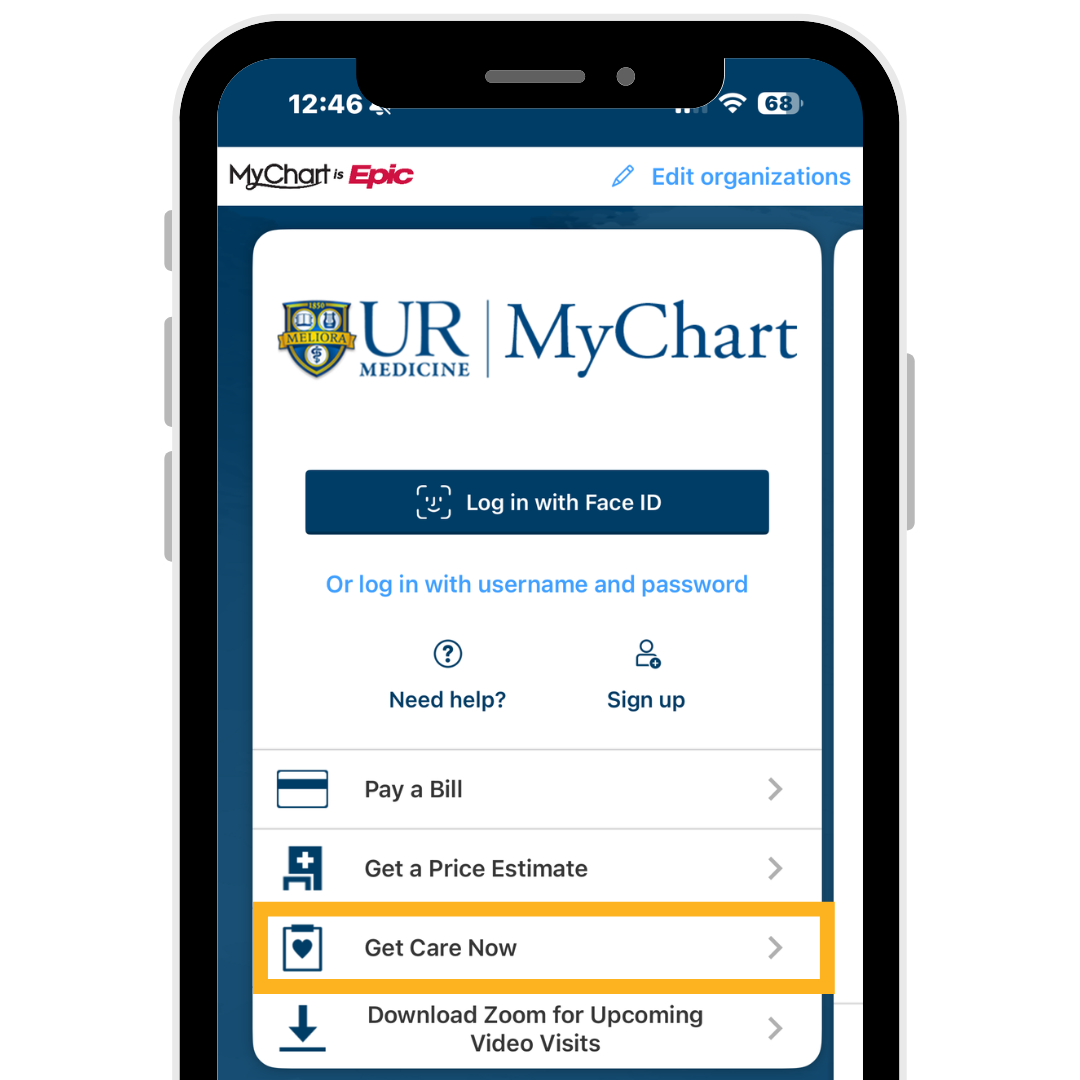 mychart app home screen
