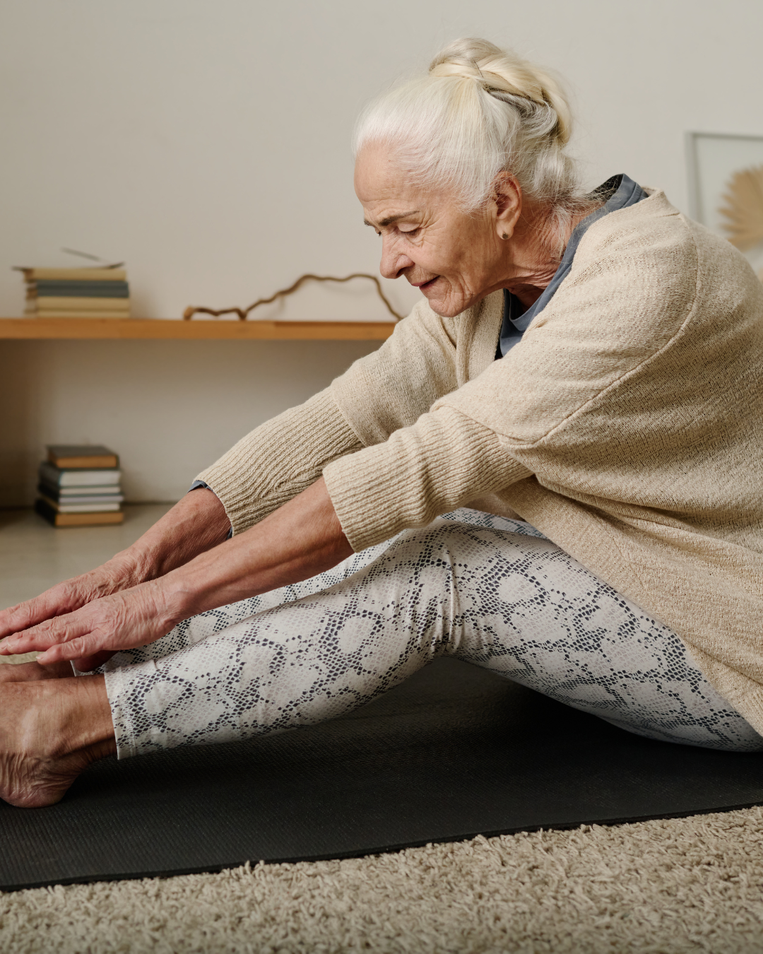 Woman stretching to help her chronic pain