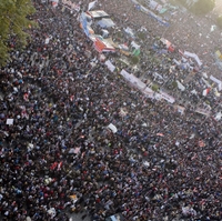 Thousands of people fill Tahrir Square in Egypt during a mass protest on Jan. 25, 2011. 