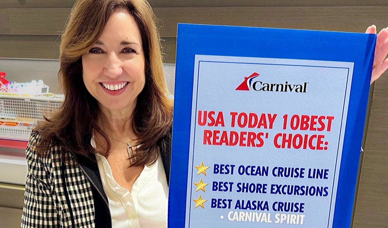 Carnival Cruise Line Voted 'Best Ocean Cruise Line' In USA Today's '10Best' Readers' Choice Awards 2025. Carnival Also Voted ‘Best Cruise Line for Shore Excursions’ and ‘Best Alaska Cruise” with Carnival Spirit (Image at LateCruiseNews.com - January 2025