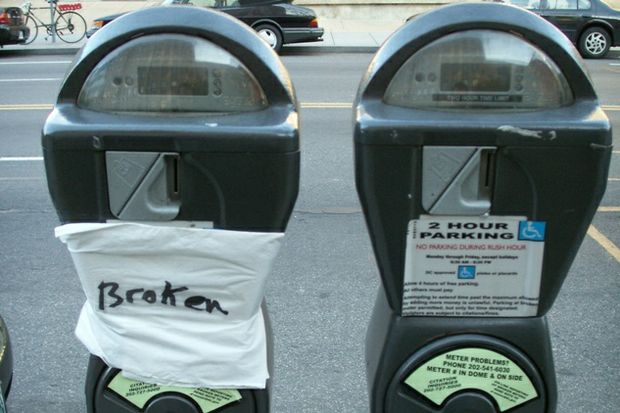 Broken parking meter