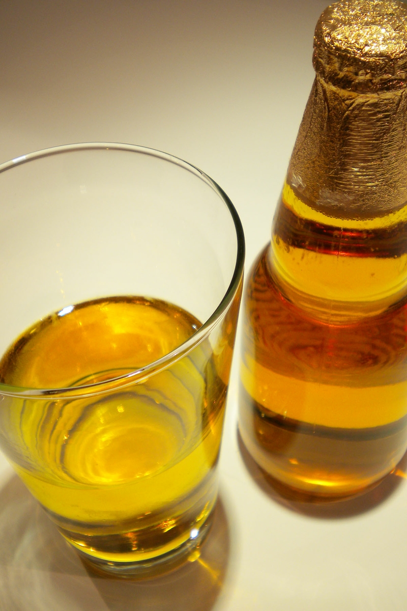 Beer poured in glass