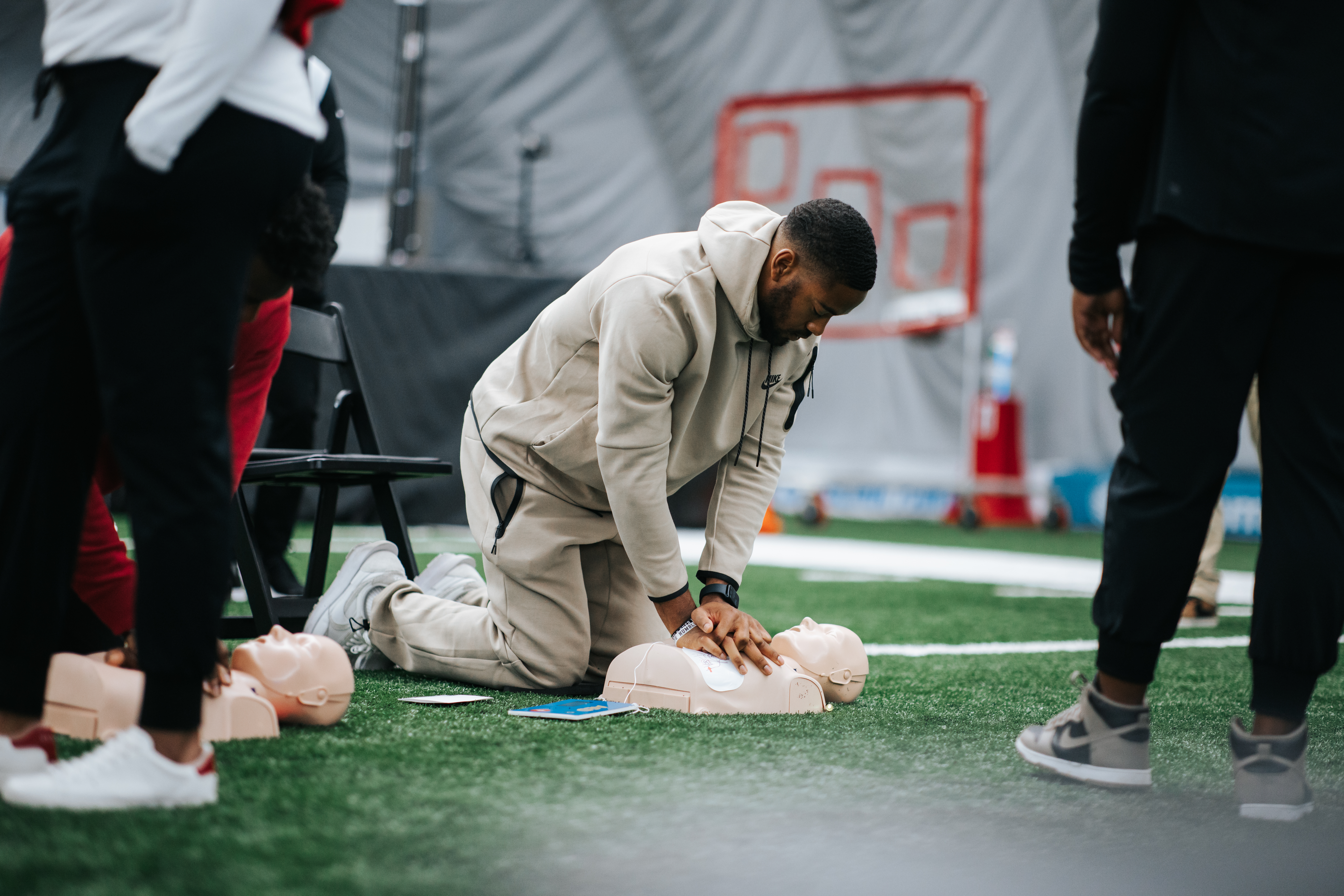 NFL Carolina Panthers players, PSL Owners and Tepper Sports & Entertainment staff complete CPR training