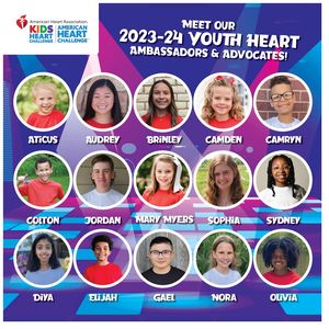 15 students selected amongst hundreds to serve as national Youth Heart Ambassadors 