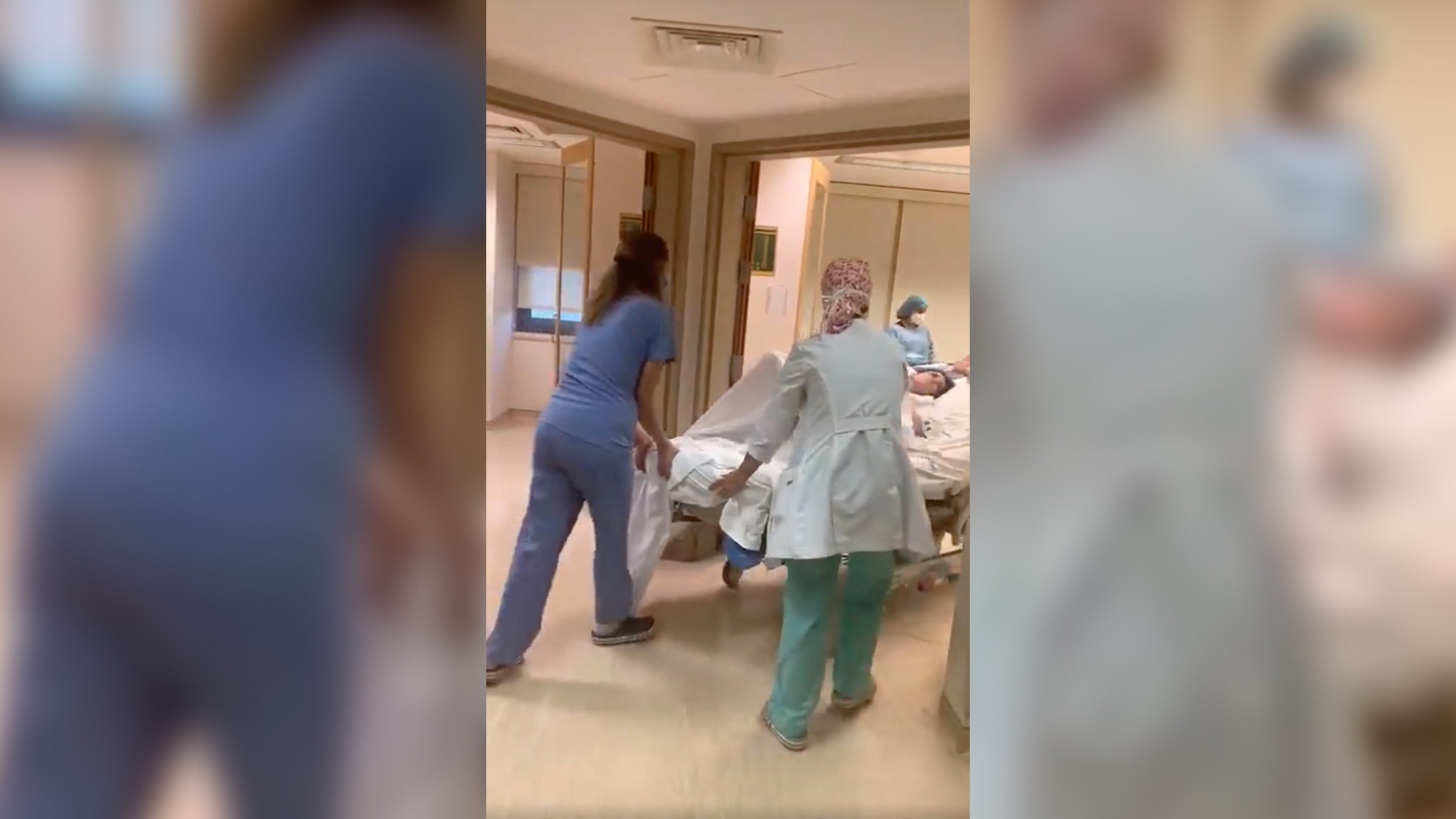 Video shows moments before Beirut explosion tore through a pregnant woman's hospital room. She gave birth right after