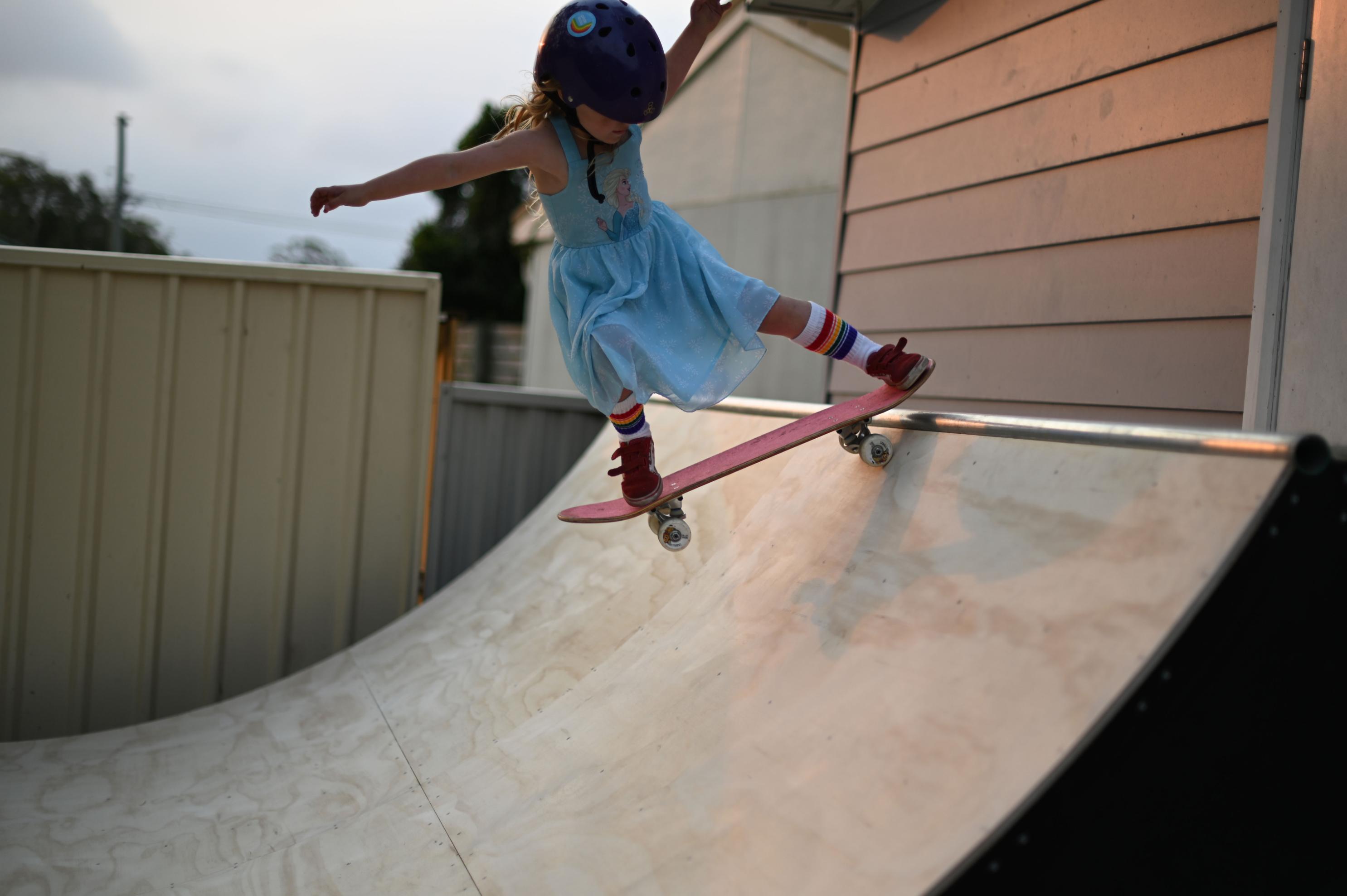 The world's next skateboard star is a 6-year-old Australian girl riding ramps double her size