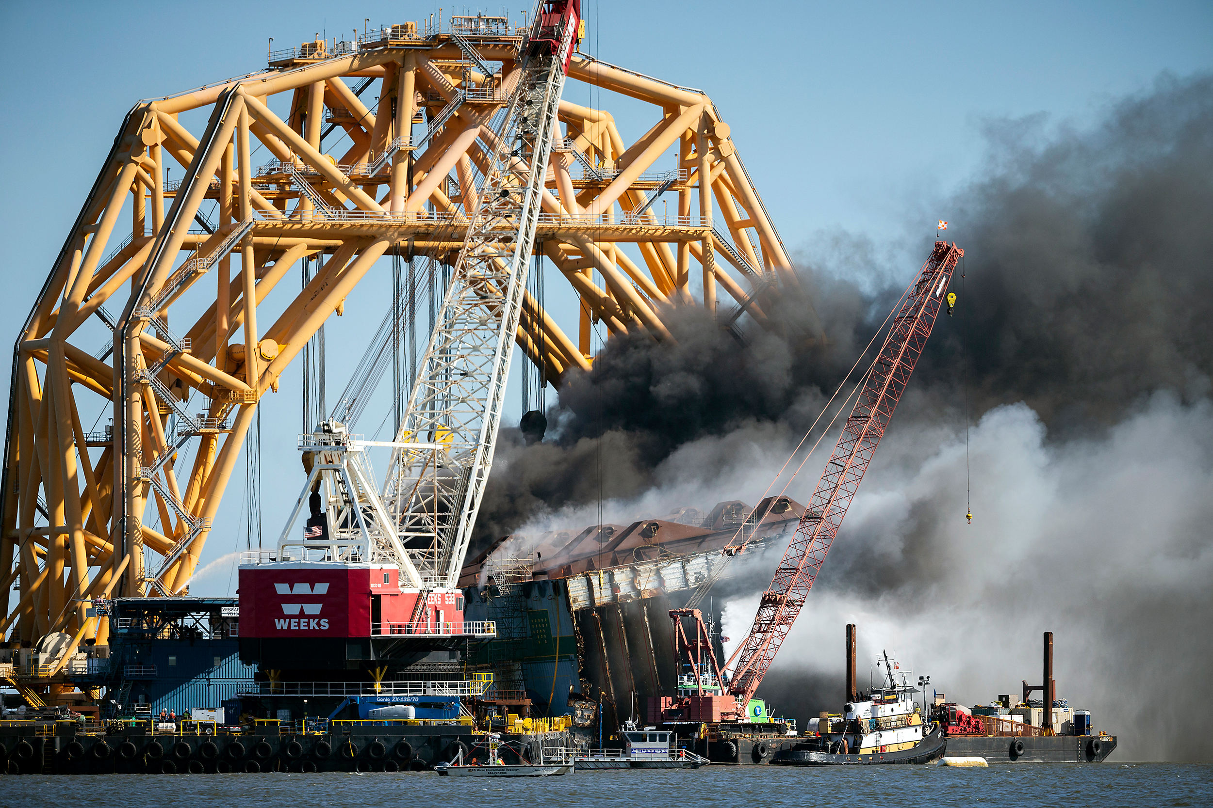 A fire on a capsized cargo ship off the Georgia coast has been extinguished using seawater