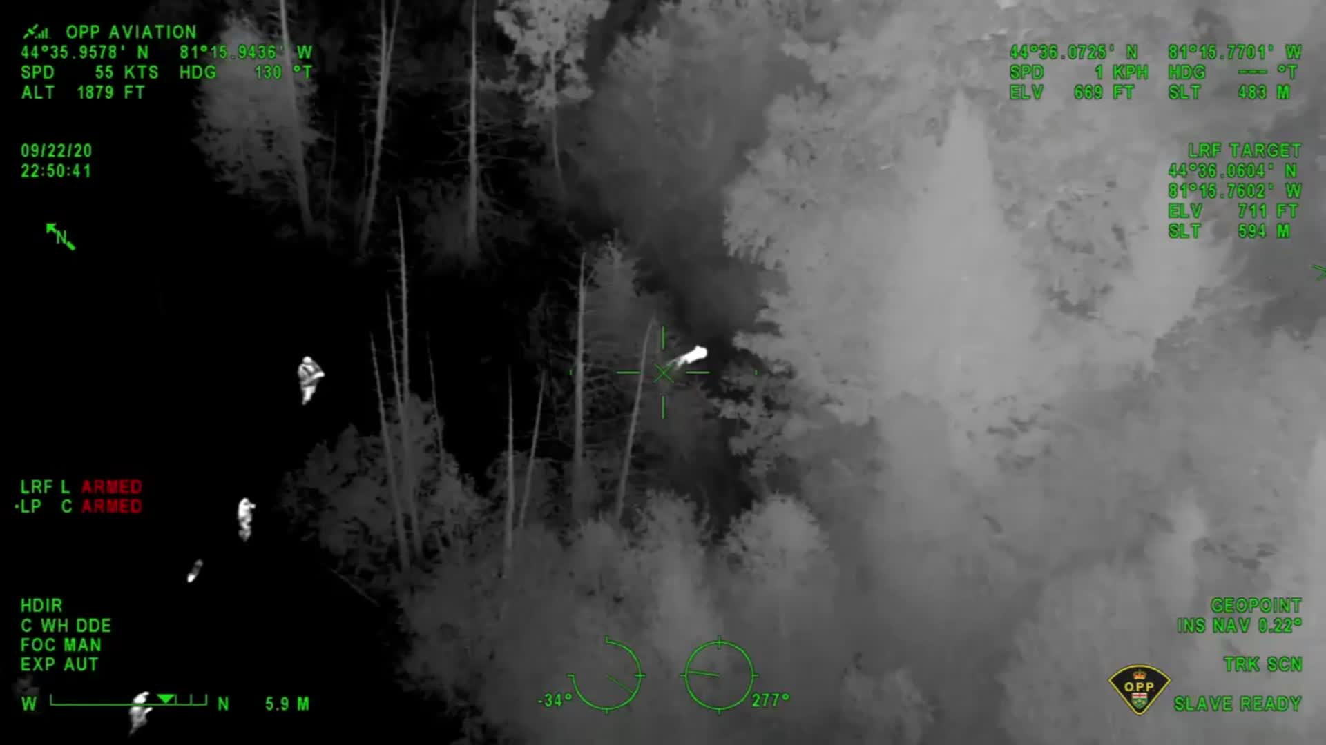 Canadian boy rescued by police using night vision from a helicopter