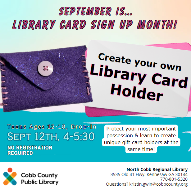Teen Library Card Holder Craft Cobb County