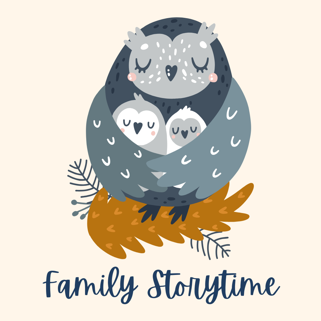 Mother owl hugging two owlets