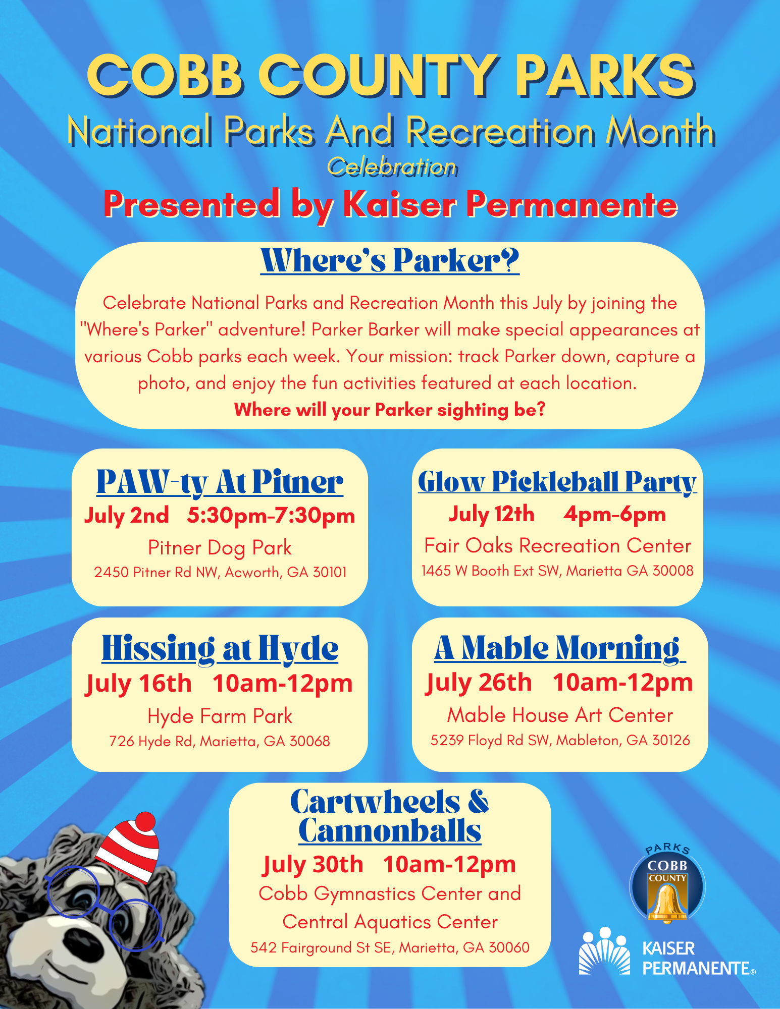 National Parks and Recreation Month celebration - All Included Events