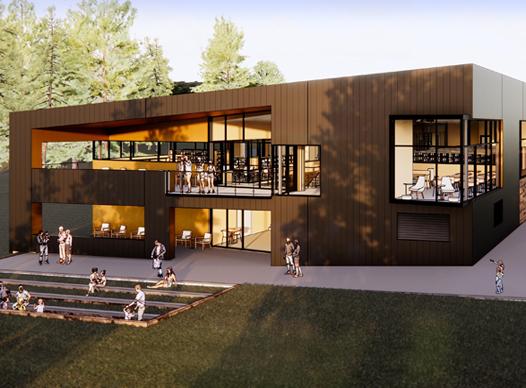 outdoor rendering of Gritters the library on a sunny day