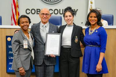 Life University receives a proclamation at the Board of Commissioners Meeting