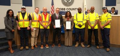 Department of Transportation staffers receive proclamation 