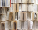 a photograph filled with open books