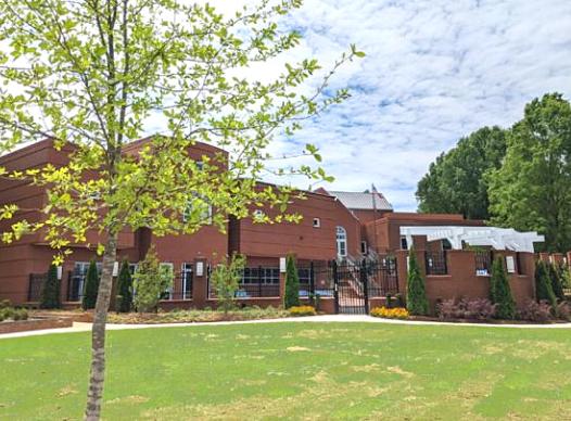 photograph of exterior of Switzer Library as seen from the corner of Alexander Street and Roswell Street