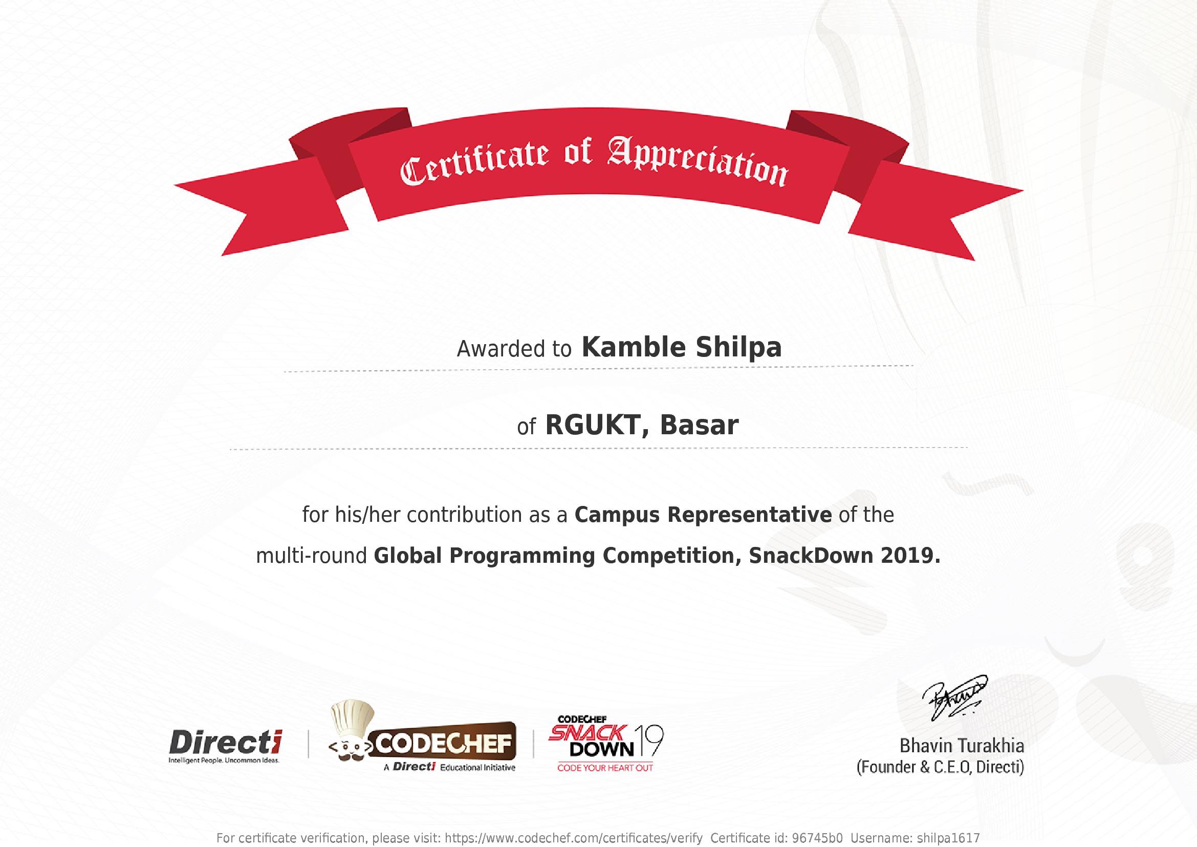 User Certificate CodeChef User certificate codechef