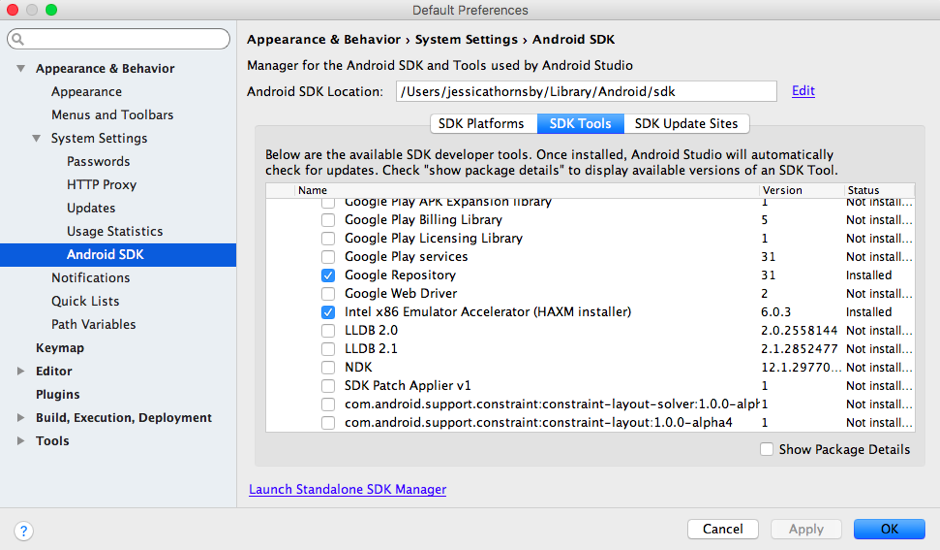 Configure hardware acceleration for the Android Emulator, Android Studio