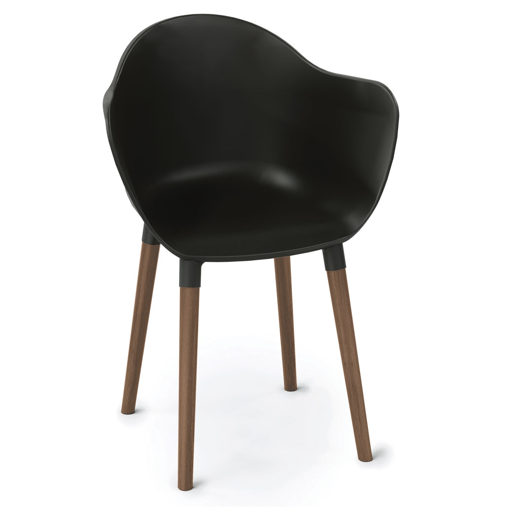 OfficeSource Allure Collection Plastic Bucket Chair with Light Wood