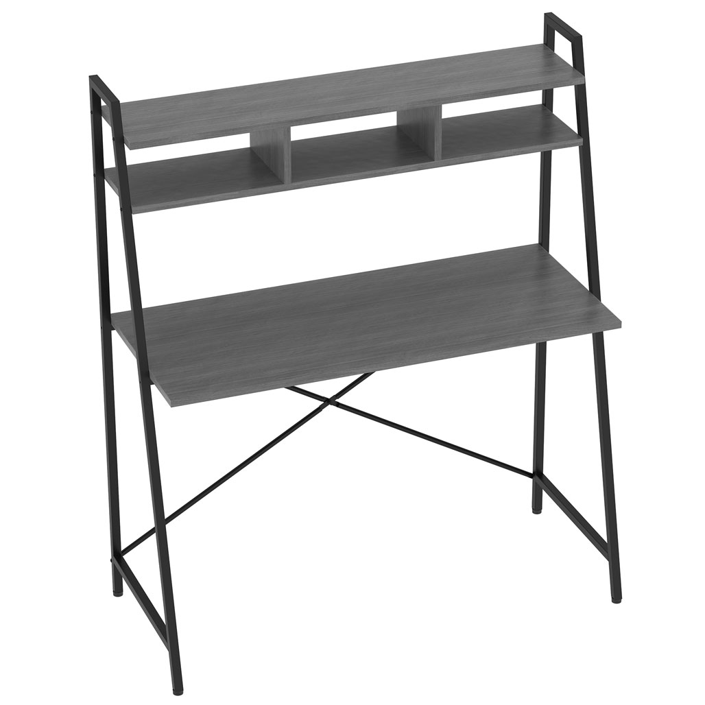 OfficeSource Any Space WFH Collection Metal Frame Desk with Two Shelves